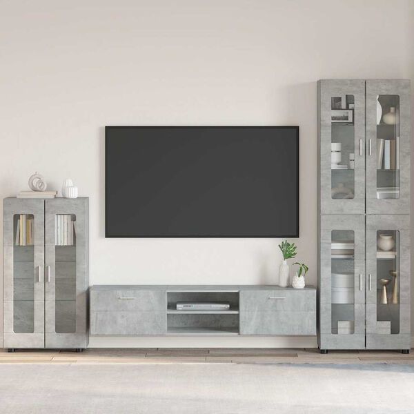 vidaXL Credenza con porta FLORIN Grigio cemento 55,5 x 29 x 103 cm