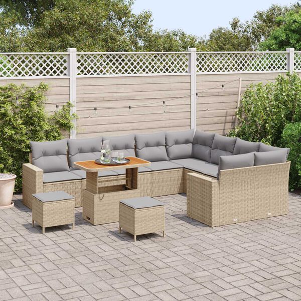 vidaXL Set Divano da Giardino 12 pcs Beige polyrattan