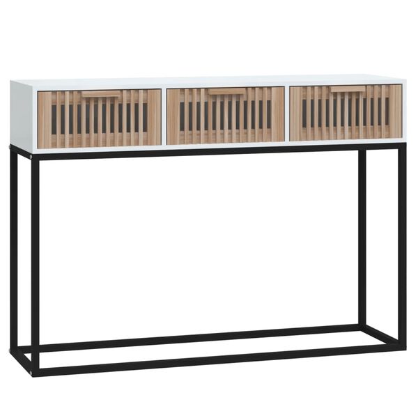 vidaXL Tavolino Consolle Bianco 105x30x75 cm Legno Multistrato e Ferro