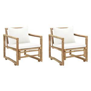 vidaXL Sedie da Giardino 2 pz con Cuscini in Bamb&ugrave;