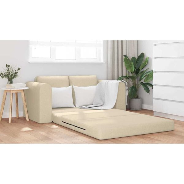 vidaXL Divano letto 60cm Crema Tessuto