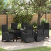 vidaXL Set da Pranzo per Giardino con cuscino 7 pcs Nero polyrattan