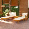 vidaXL Set Divani Giardino 3 pz Cuscini Bianco Crema in Legno d'Acacia