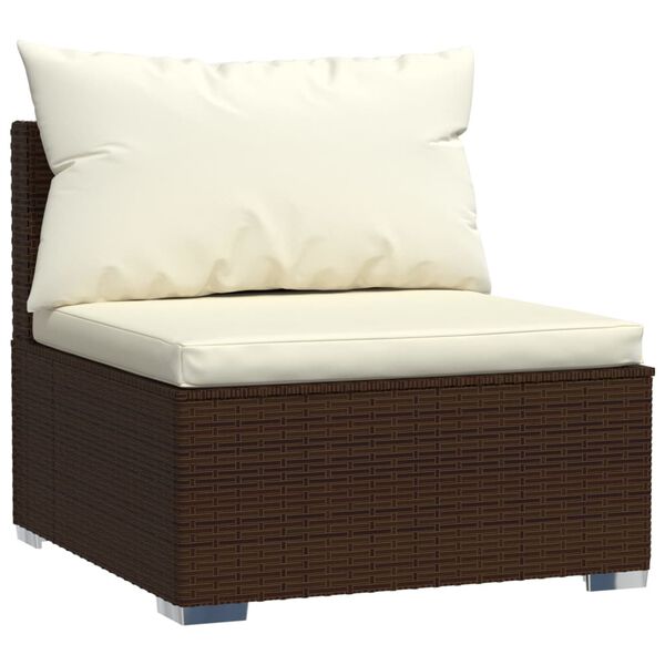 vidaXL Set Divani da Giardino 11 pz con Cuscini in Polyrattan Marrone