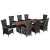 vidaXL Set da Pranzo da Giardino 9 pz con Cuscini in Polyrattan Nero
