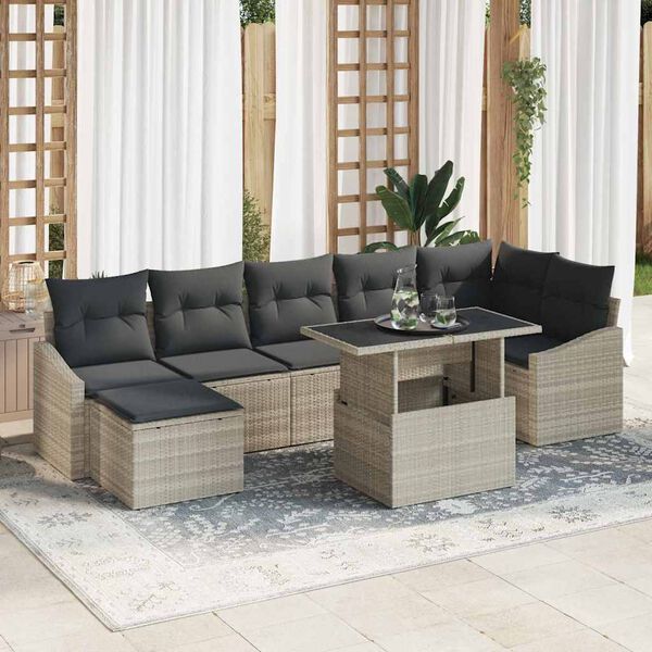 vidaXL Set Divano da Giardino 8 pcs Grigio chiaro polyrattan