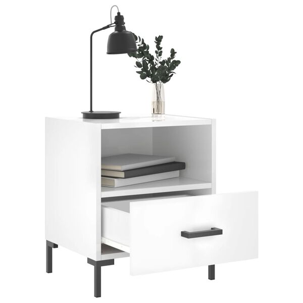 vidaXL Comodini 2 pz Bianco Lucido 40x35x47,5 cm in Legno Multistrato