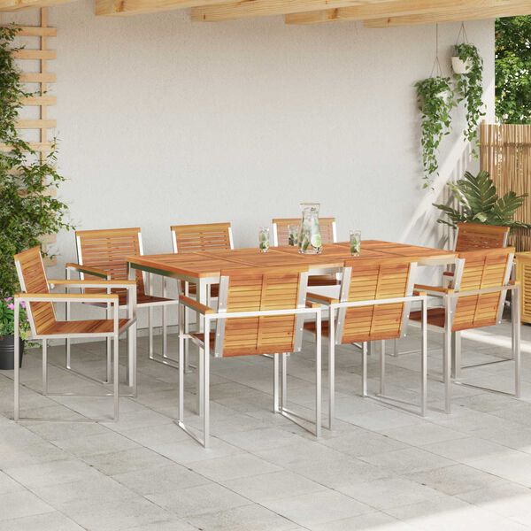 vidaXL Set da Pranzo per Giardino 9 pcs Legno di Acacia Massello