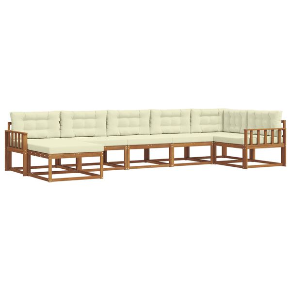 vidaXL Set di divani da esterno con cuscino 7 pcs Naturale e Crema