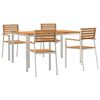 vidaXL Setdapranzodagiardino 5 pcs Marrone Teak solido