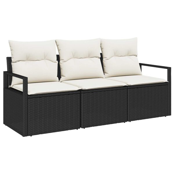 vidaXL Set Divano da Giardino 3 pcs Nero e Bianco polyrattan