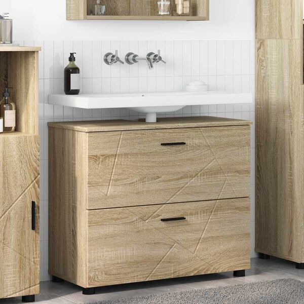 vidaXL Mobile da Bagno con cassetto Rovere Sonoma 76,5 x 35 x 64 cm