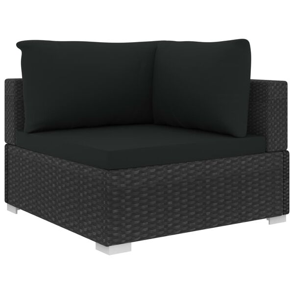 vidaXL Set Divani da Giardino 5 pz con Cuscini in Polyrattan Nero