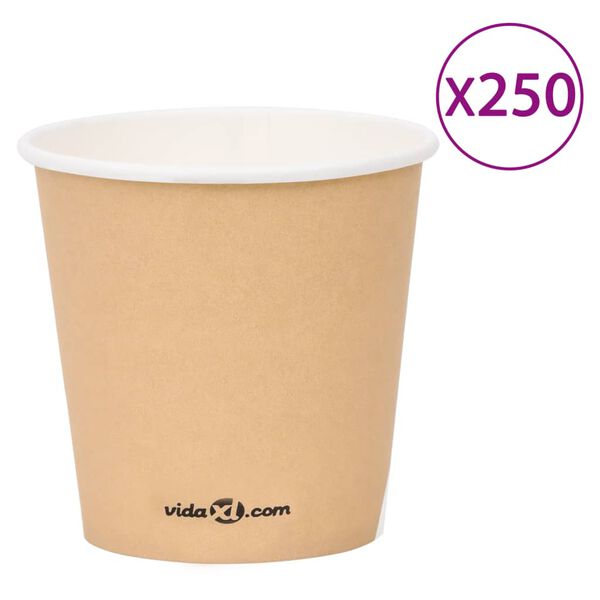 vidaXL Bicchieri di Carta da Caff&egrave; 120 ml 250 pz Marroni