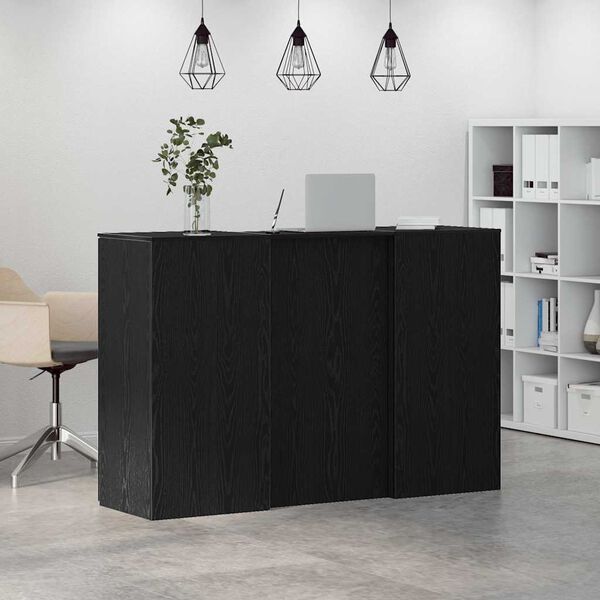 vidaXL Banco Reception Rovere Nero 155x50x103,5 cm Legno Multistrato
