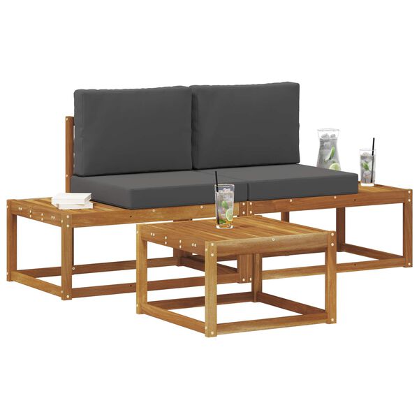 vidaXL Set di divani da esterno con cuscino 3 pcs Naturale