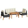 vidaXL Set da Giardino 4 pz con Cuscini in Polyrattan e Legno Massello