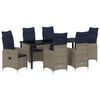 vidaXL Set da Pranzo per Giardino con cuscino 7 pcs Nero Poly Rattan