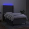vidaXL Letto a Molle Materasso e LED Grigio Scuro 90x190 cm in Tessuto