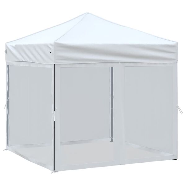 vidaXL Tenda per Feste Pieghevole con Pareti Laterali Bianco 2x2 m