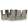 vidaXL Set da Pranzo da Giardino 9 pz con Cuscini in Polyrattan Grigio