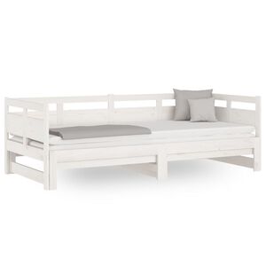 vidaXL Dormeuse Estraibile Bianca Legno Massello di Pino 2x(90x190) cm