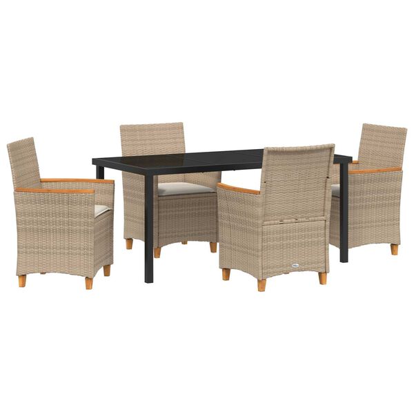 vidaXL Set da Pranzo per Giardino 5 pcs Beige polyrattan