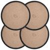 vidaXL Sottobicchieri in juta 4 pz Naturale e Nero 100% Juta Tossa