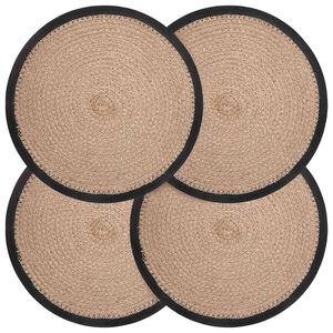 vidaXL Sottobicchieri in juta 4 pz Naturale e Nero 100% Juta Tossa