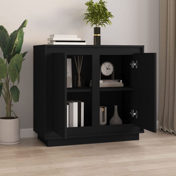 vidaXL Credenza Nera 80x34x75 cm in Legno Multistrato