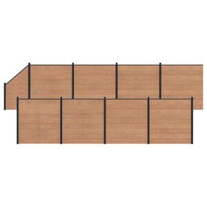 vidaXL Pannello di Recinzione 9 pcs WPC e Alluminio Marrone