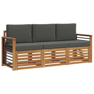 vidaXL Set divani 3 pz Naturale e Antracite Legno di Acacia Massello