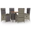 vidaXL Set da Pranzo da Giardino 5 pz con Cuscini in Polyrattan Grigio