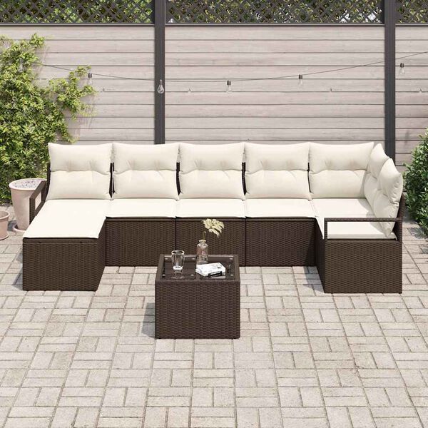 vidaXL Set di divani 8 pcs Marrone polyrattan