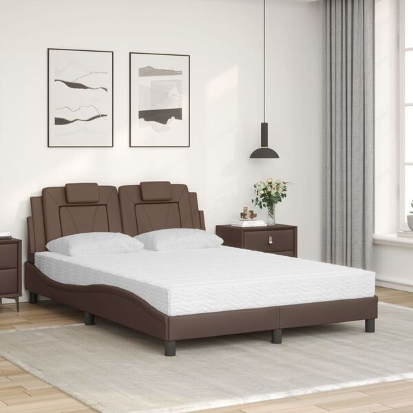 vidaXL Letto Viana con Materasso Marrone 140x190cm in Similpelle