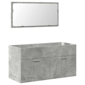 vidaXL Mobile da Bagno con Specchio Grigio Cemento Legno Multistrato