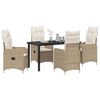 vidaXL Set da Pranzo per Giardino con cuscino 5 pcs Beige Poly Rattan