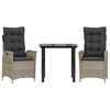 vidaXL Set Pranzo da Giardino 3pz con Cuscini Grigio Chiaro Polyrattan