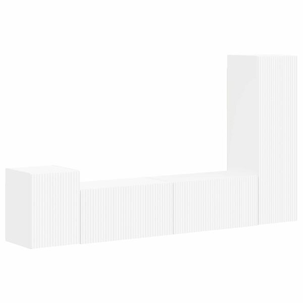 vidaXL Set mobile TV Montaggio a parete 4 pcs Bianco Legno multistrato