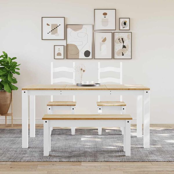 vidaXL Tavolo da Pranzo Panama Bianco 160x80x75 cm Legno Massello Pino