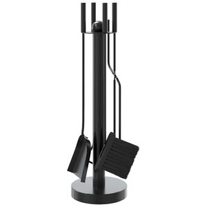 vidaXL Set di attrezzi per camino 5 pezzi 18x56 cm in acciaio