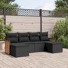 vidaXL Set Divano da Giardino 6 pz con Cuscini Nero in Polyrattan