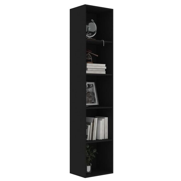 vidaXL Libreria Nera 40x30x189 cm in Legno Multistrato