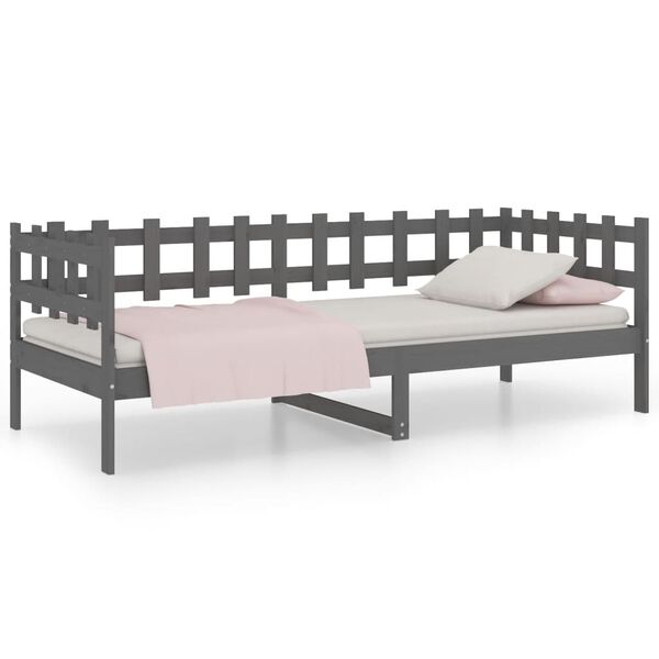 vidaXL Dormeuse Grigia 90x190 cm in Legno Massello di Pino