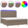 vidaXL Letto a Molle con Materasso e LED Tortora 160x200 cm in Tessuto