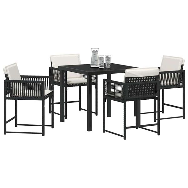 vidaXL Set da Pranzo per Giardino 5 pcs Nero polyrattan