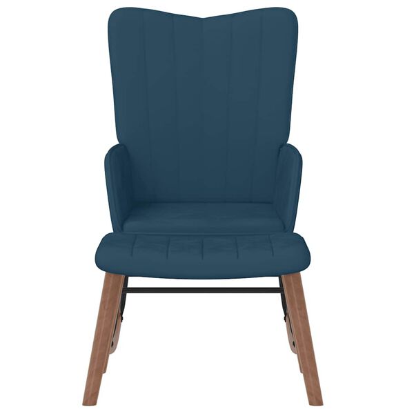 vidaXL Poltrona a Dondolo con Poggiapiedi Blu in Velluto