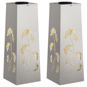vidaXL Faro LED solare per sentieri 2 pz Bianco caldo 18 x 18 x 50 cm