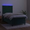 vidaXL Letto a Molle con Materasso e LED Verde Scuro 80x200cm Velluto