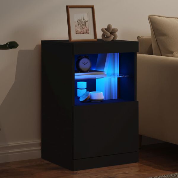 vidaXL Credenza con Luci LED Nera 41x37x67 cm